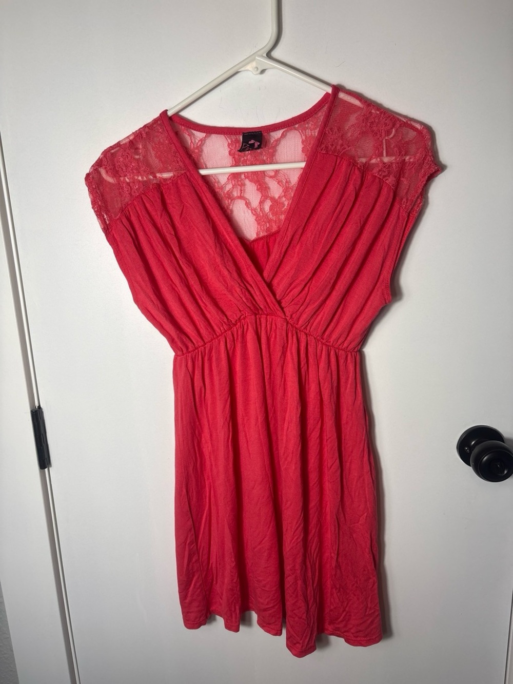 Pinc Maternity Coral Lace Empire Waist Dress Size Med Boho Romantic Fairycore